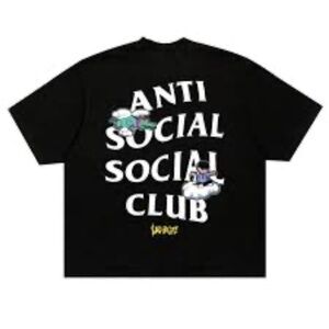 NWT Anti Social Social Club Black Tee with Cloud Design